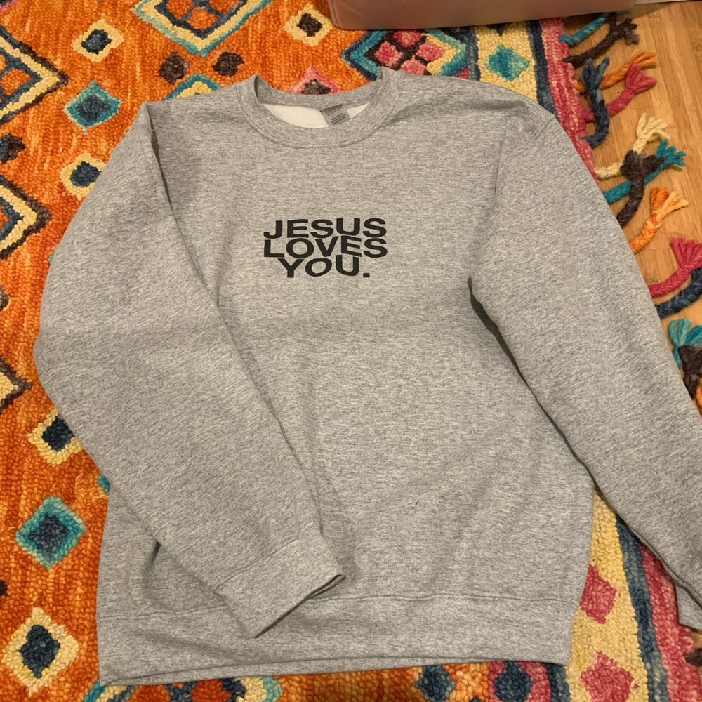 Gray Jesus Loves You Crewneck